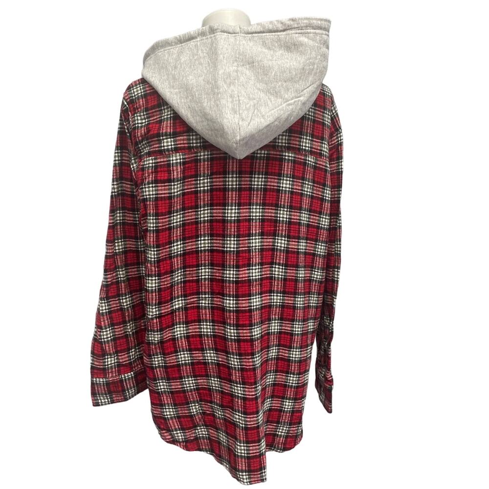 New Hand Printed Womens XXL Rustic Pine Cone Long Sleeve Plaid Flannel Hoodie - Picture 4 of 4